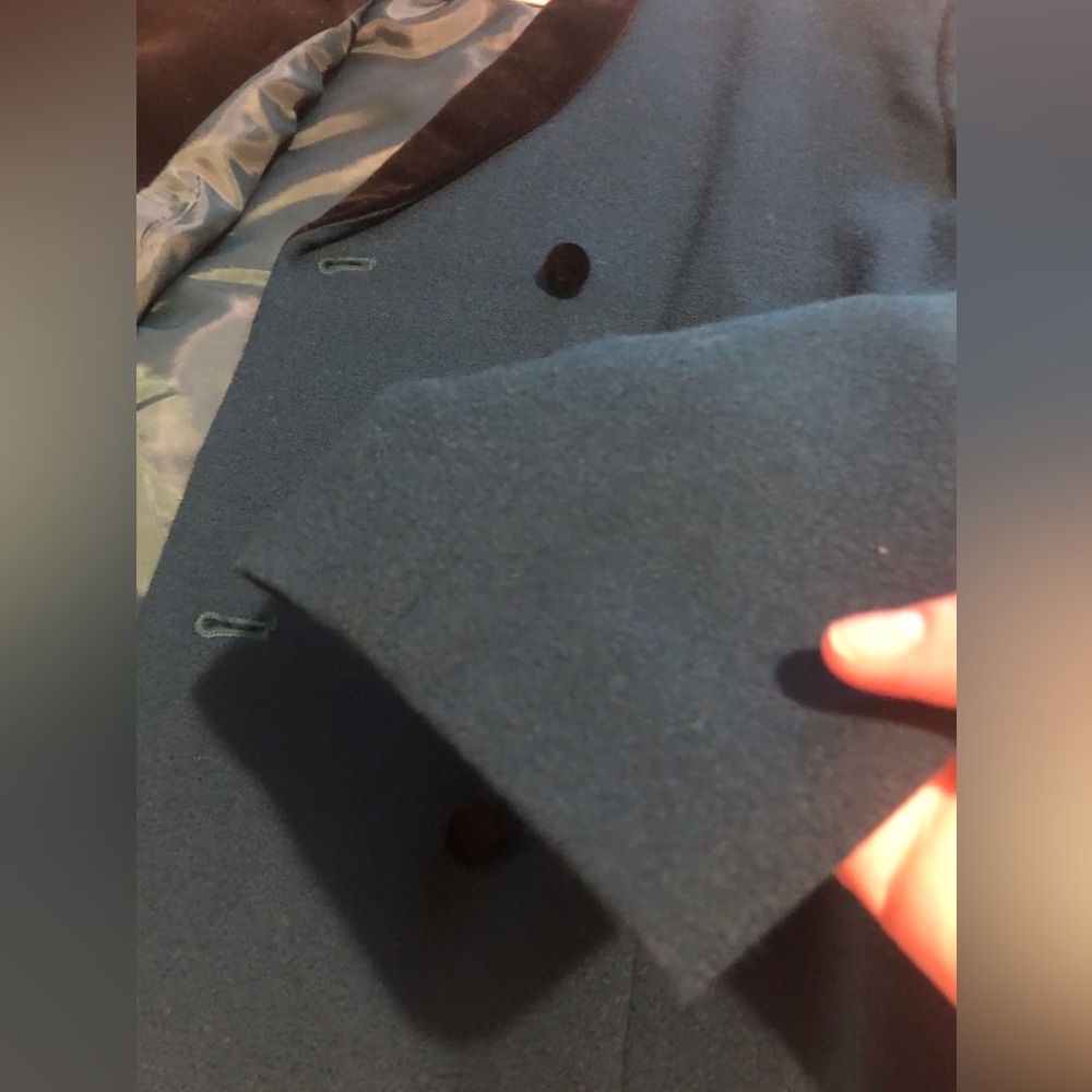 Kasper ASL Petite Vintage 90s Dark Green Blazer Black Velvet lapels Jacket 12P - Picture 6 of 11